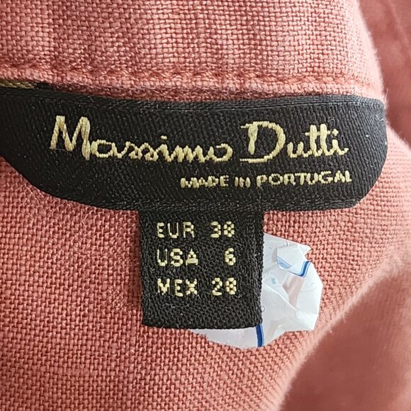 Massimo Dutti Salmon 100% Linen Button Front Shirt - Picture 4 of 5